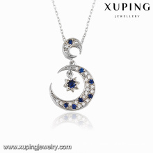 00117 мода Родием CZ Луна Звезда дизайн Кулон ювелирные изделия ожерелье